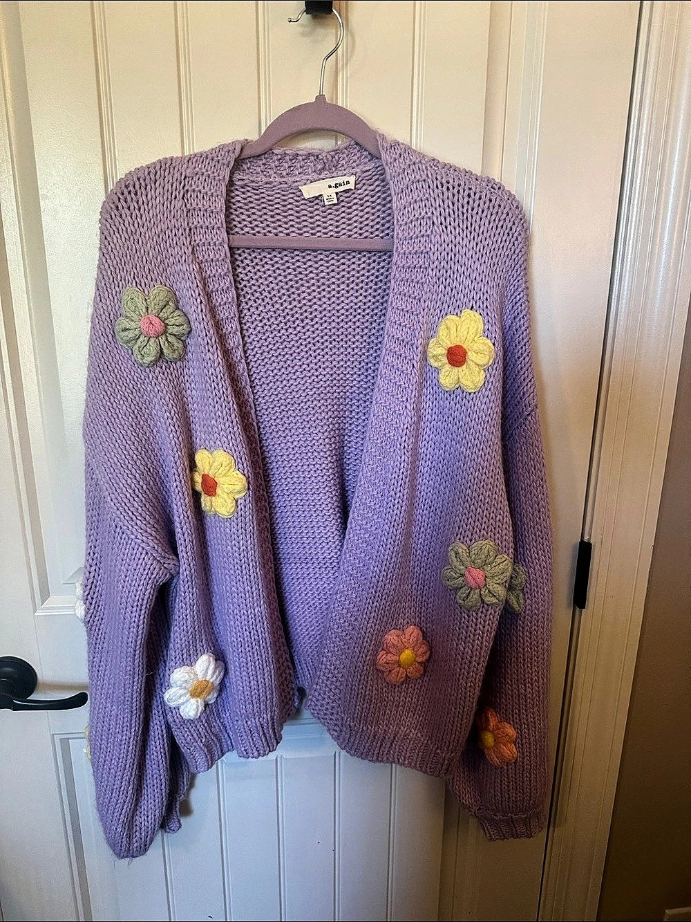 a.gain Floral Knit Cardigan in Purple Size 1X Like New